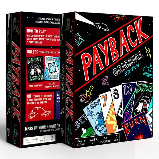 PAYBACK in play scene showing fast-paced chaos and laughter for all ages.