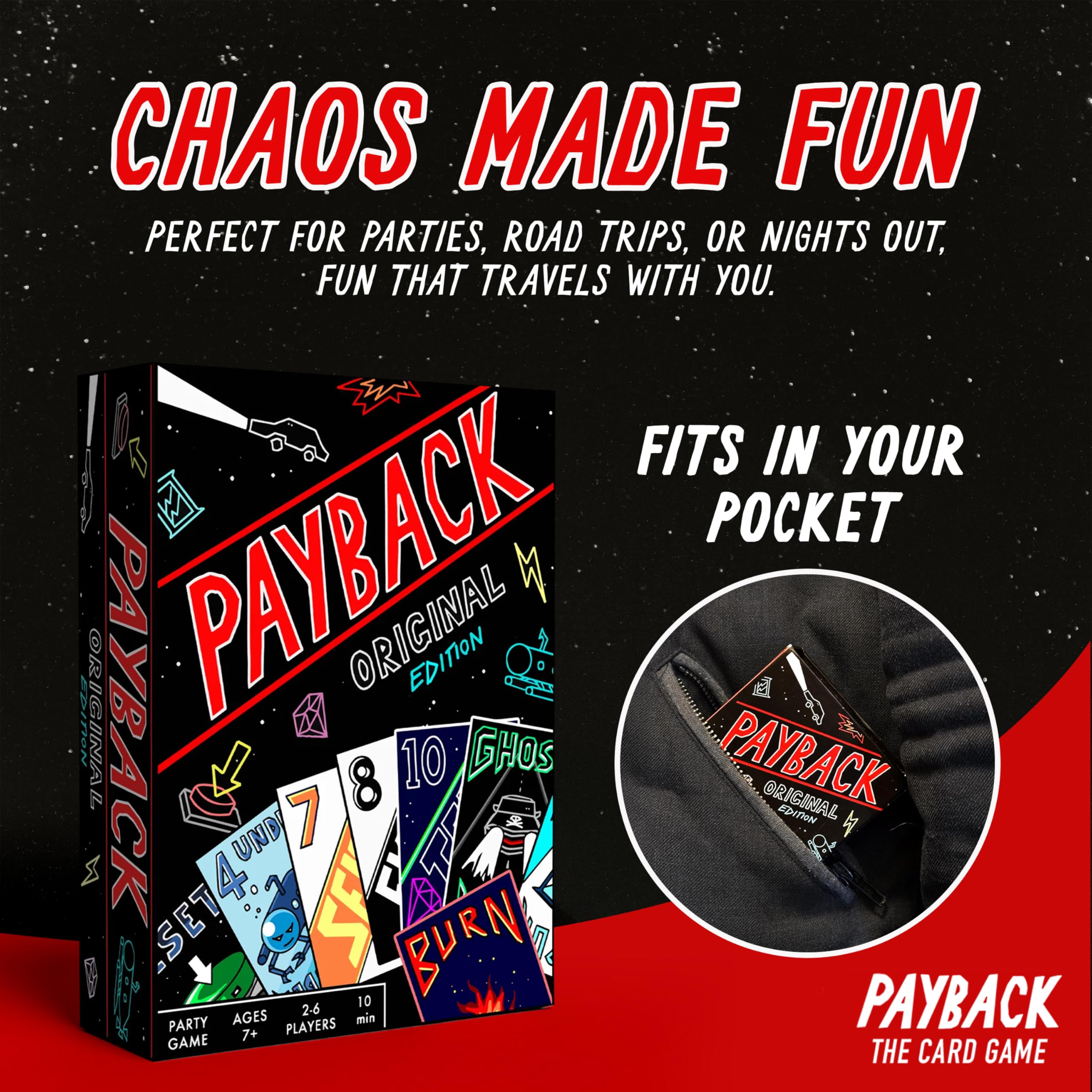 PAYBACK travel-compact edition ready for road trips and family gatherings.