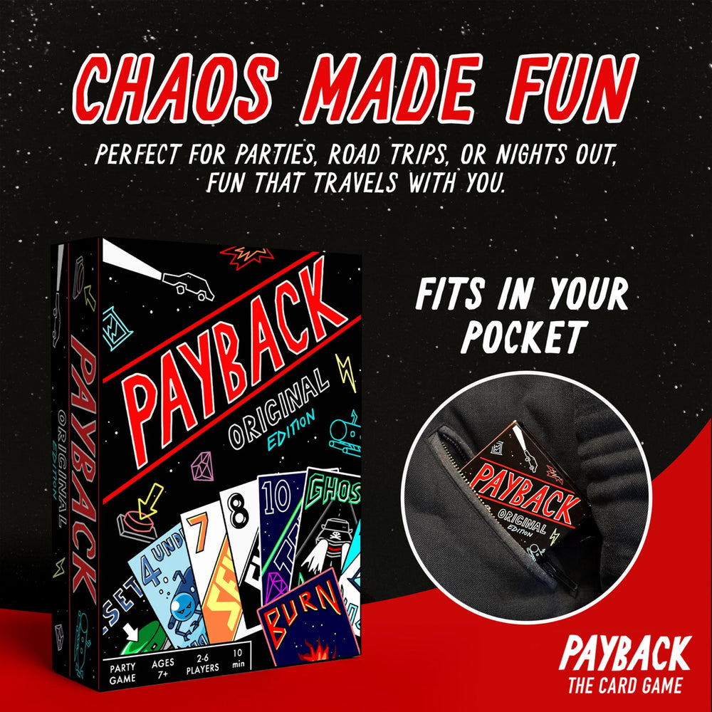 PAYBACK travel-compact edition ready for road trips and family gatherings.