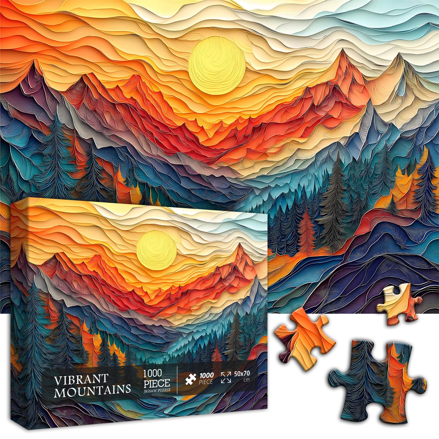 Pazzocenter sunset mountain puzzle with vibrant colors to energize solving