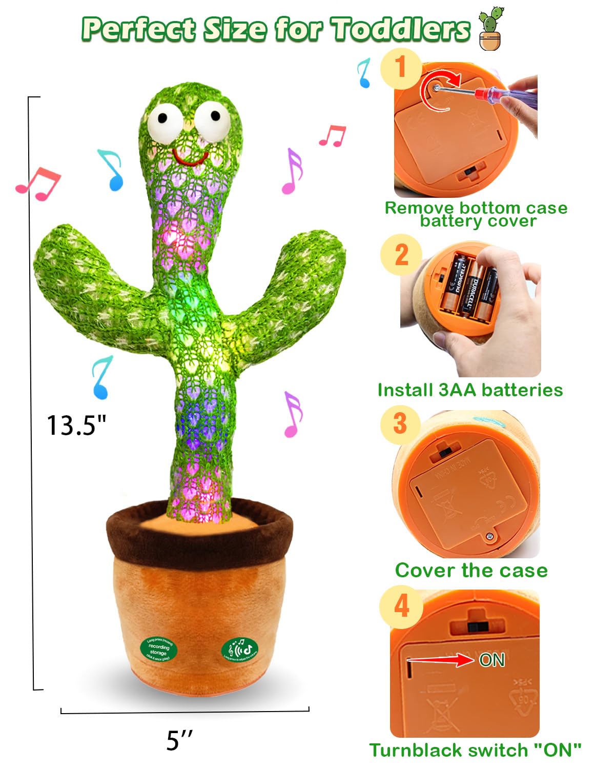 Pbooo Talking Dancing Cactus lights up with colorful LED visuals