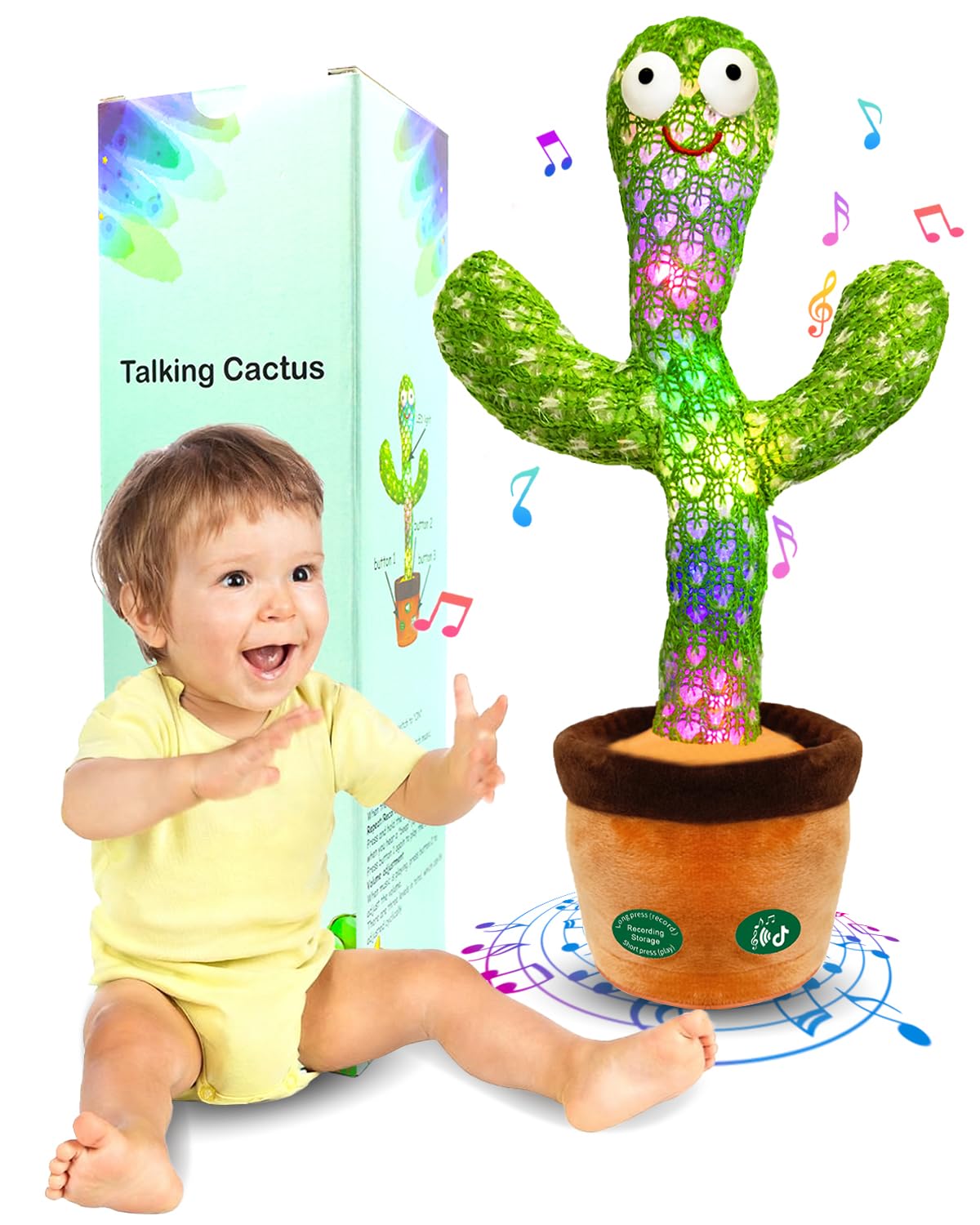 Pbooo Talking Dancing Cactus records your voice for personalized playtime fun