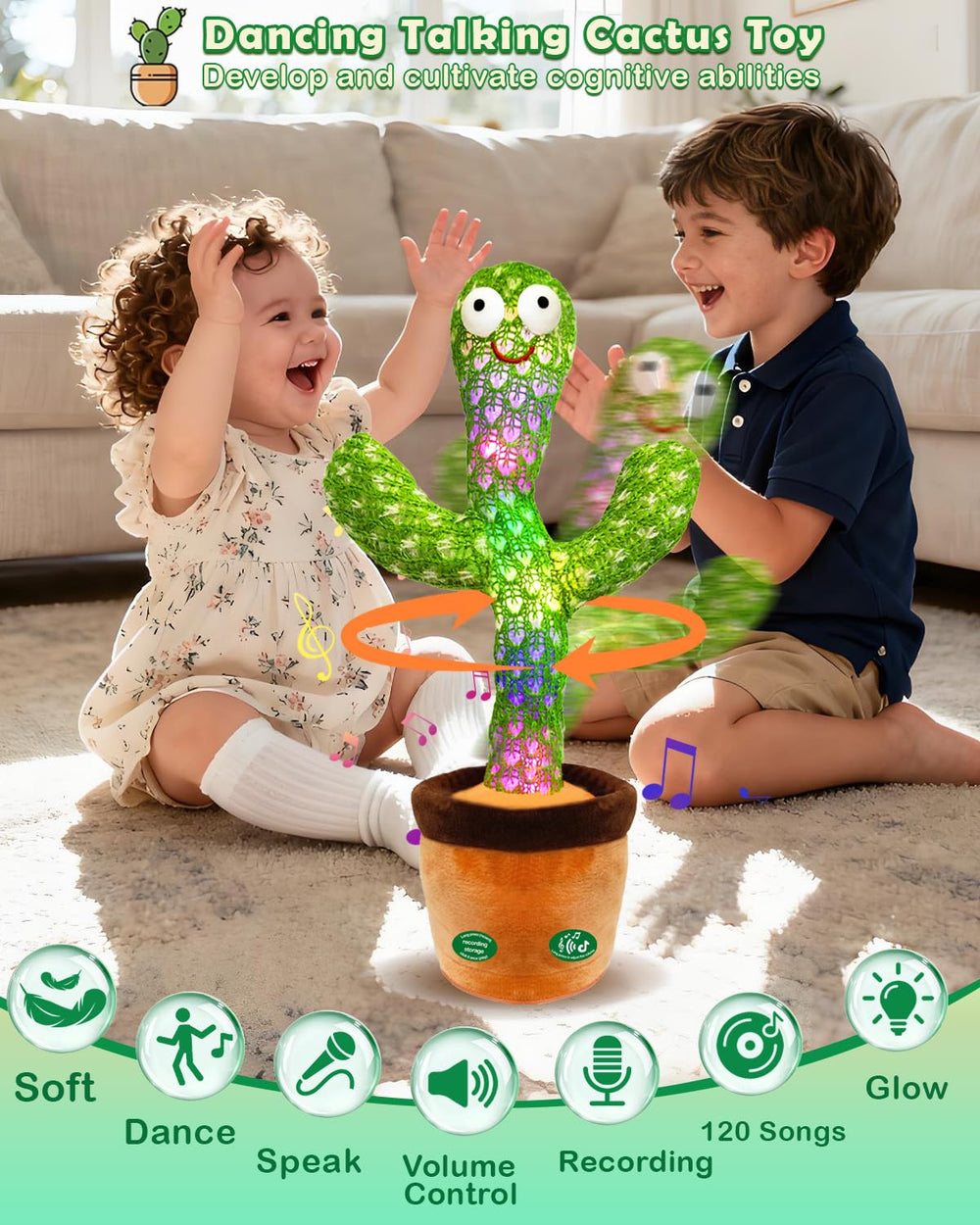 Pbooo Talking Dancing Cactus offers four-volume levels for comfortable listening