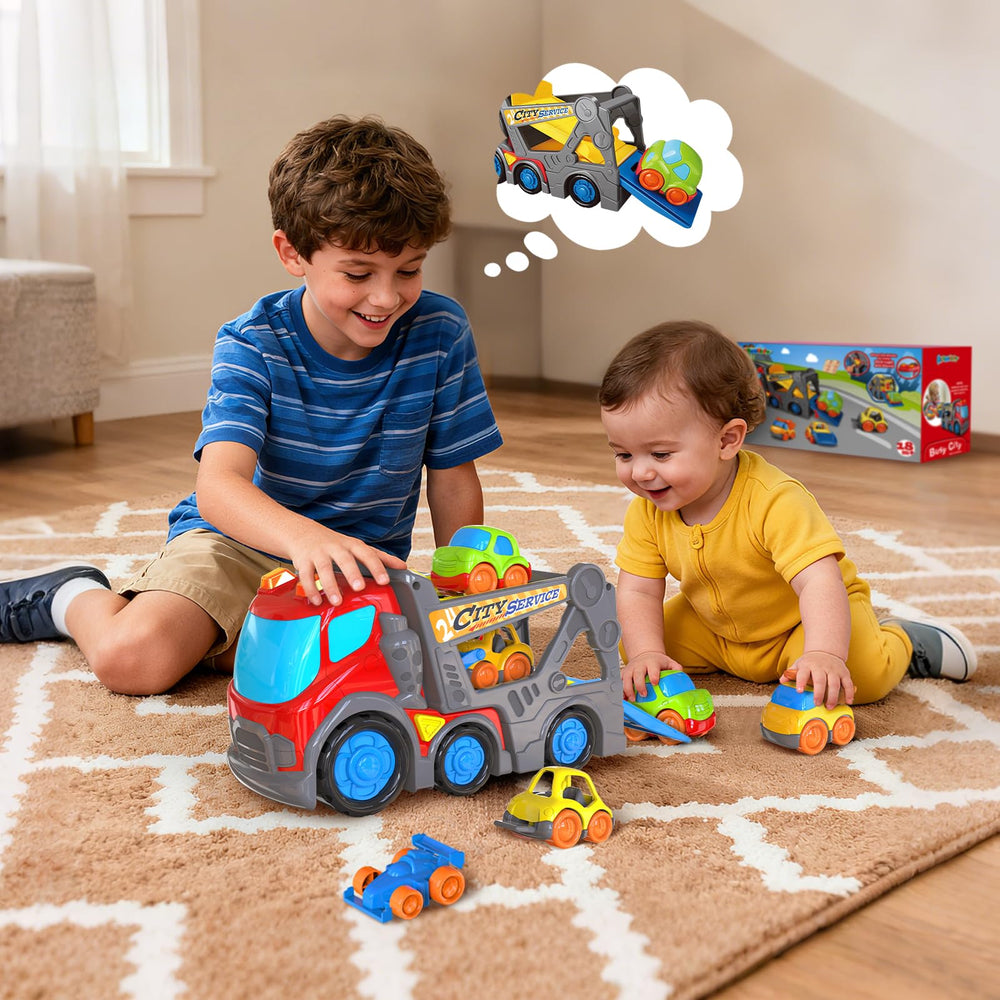 P&C small dump truck toy inside-set scene adds variety to playtime.