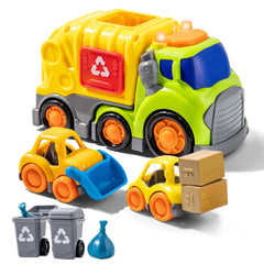 P&C toddler garbage truck toy front view for pretend play and sensory learning.