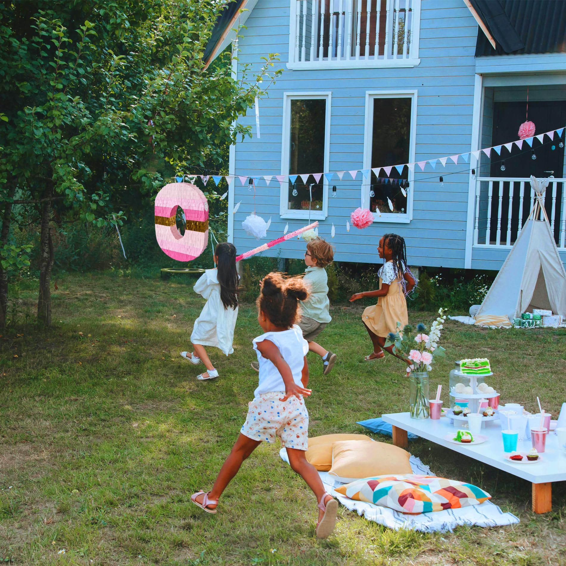 PCFING pinata party scene showcases bright colors and joyful energy.