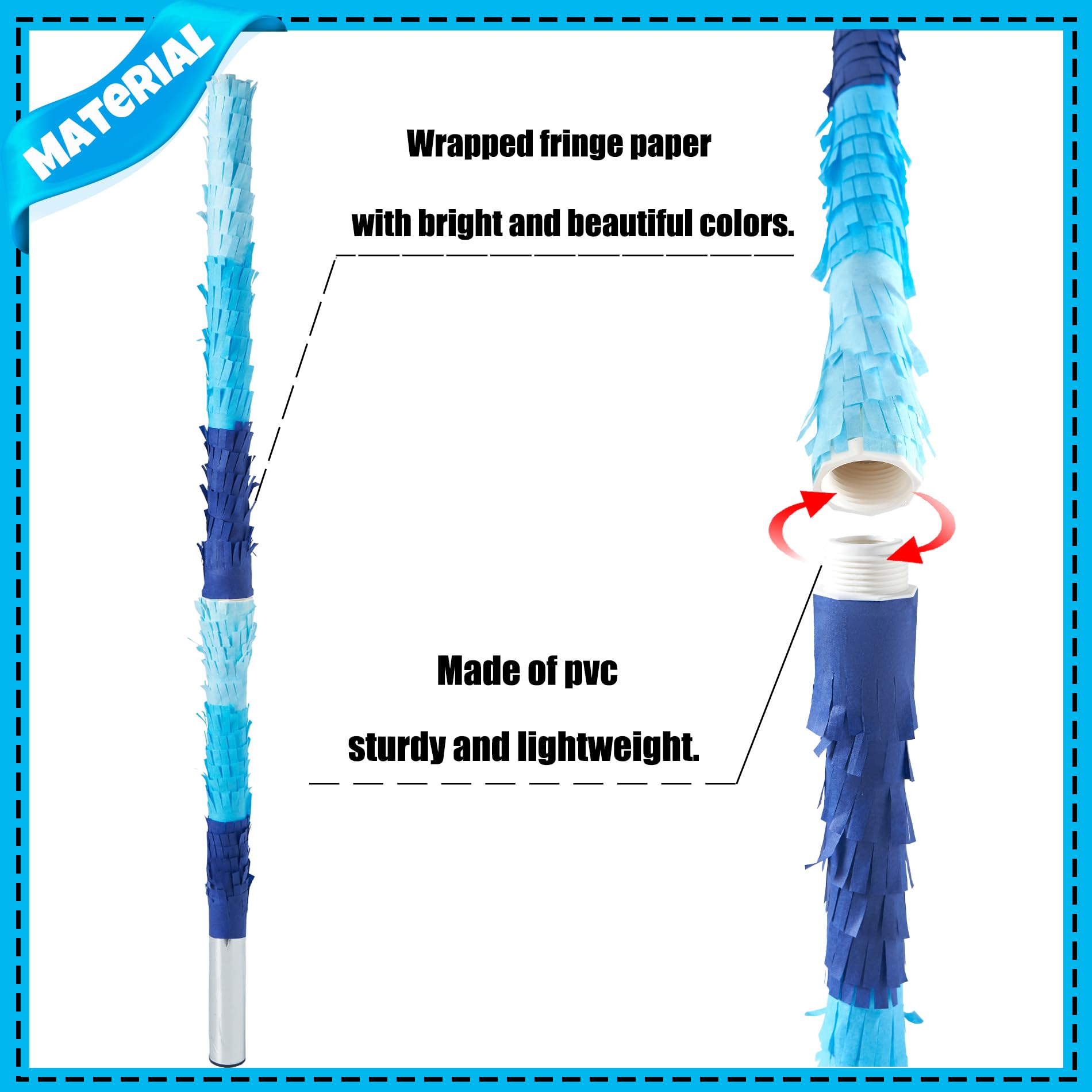 Blue PCFING pinata stick shows threaded assembly for easy setup