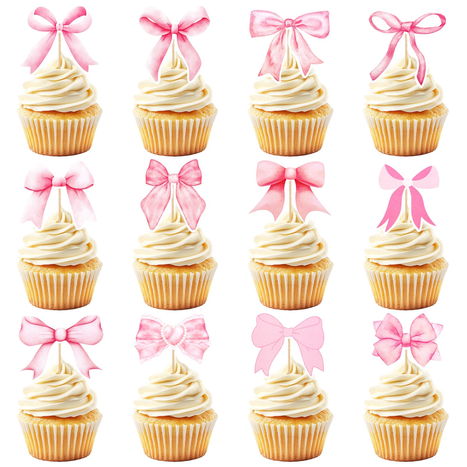 PCTCSHQ pink bow cupcake topper adds elegant charm to weddings and birthdays