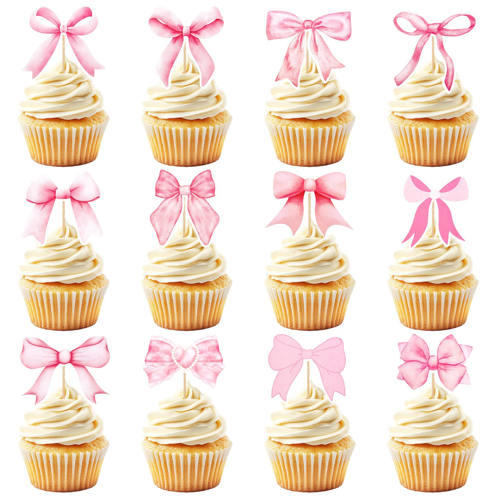 PCTCSHQ pink bow cupcake topper adds elegant charm to weddings and birthdays