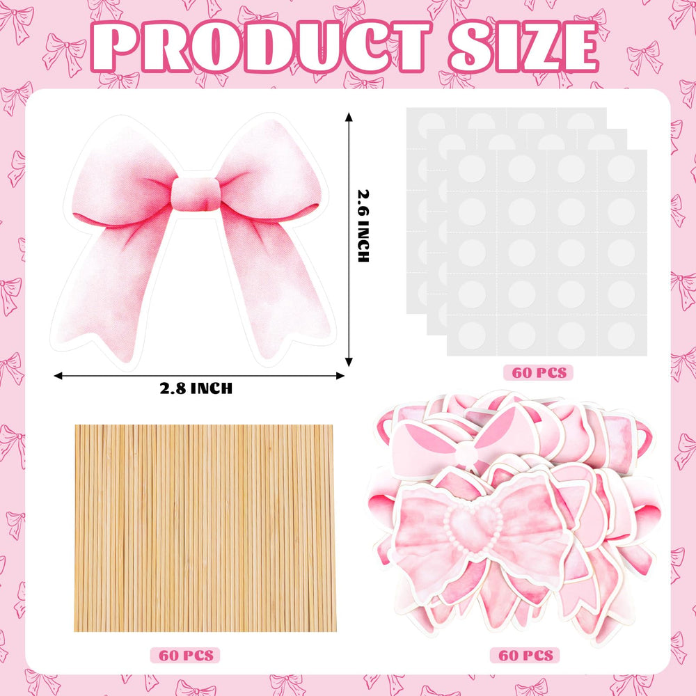 PCTCSHQ coquette bowknot topper brightens cupcakes for bridal and baby showers