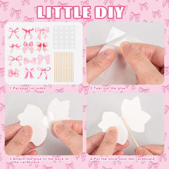 PCTCSHQ pink bow cupcake topper is easy to insert into desserts for quick decorating