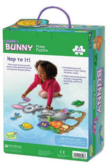 Peaceable Kingdom bunny puzzle showing snail and butterfly shapes to spark curiosity