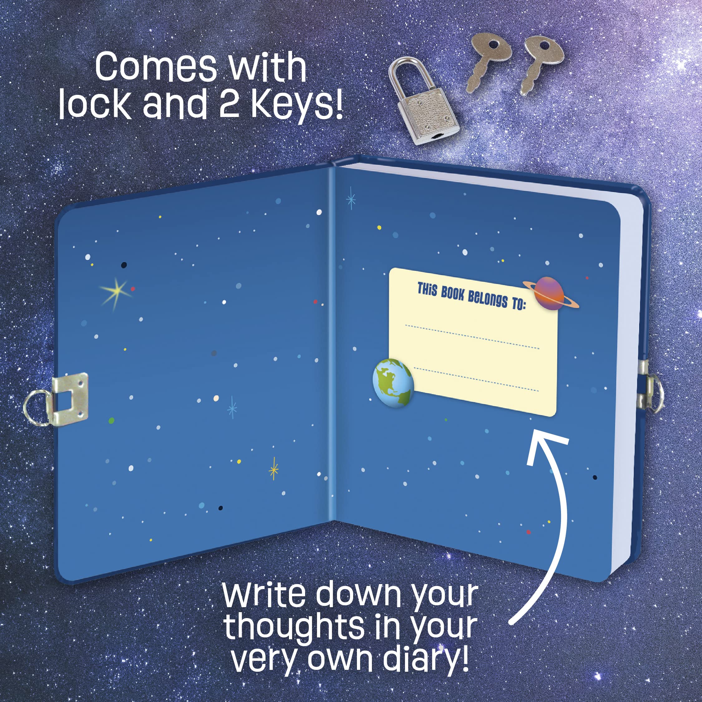 Peaceable Kingdom Deep Space Diary features 104 pages for journaling and doodling.