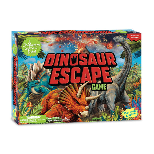 Peaceable Kingdom Dinosaur Escape game board scene promotes cooperative play.