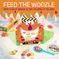 Peaceable Kingdom Feed the Woozle silly-snacks encourage teamwork and problem-solving.