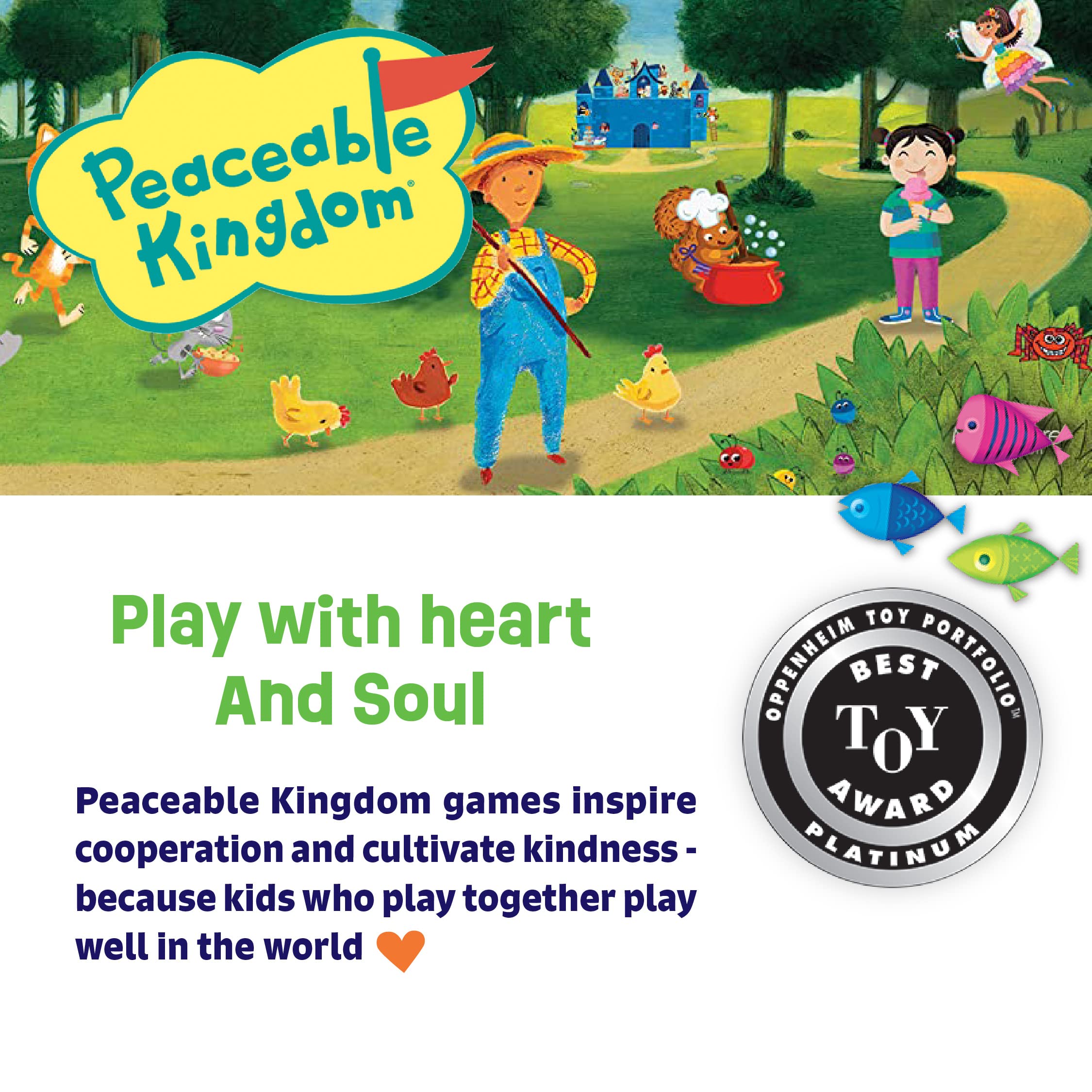 Peaceable Kingdom Fish Stix family setup with kids and adults starting a round together