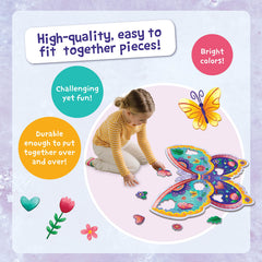 Peaceable Kingdom butterfly puzzle with foil accents promotes fine motor development.