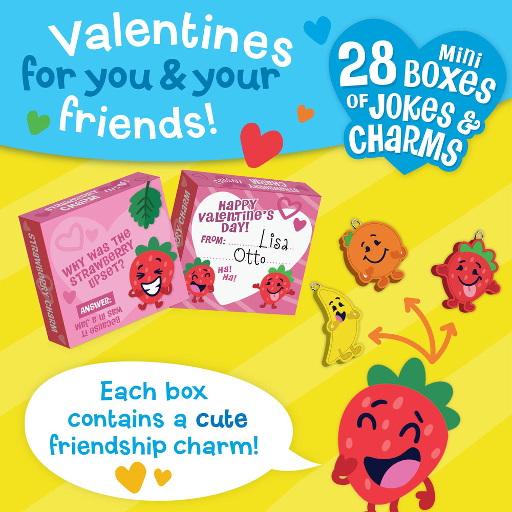 Peaceable Kingdom fruit charms with valentines add tactile delight for young learners