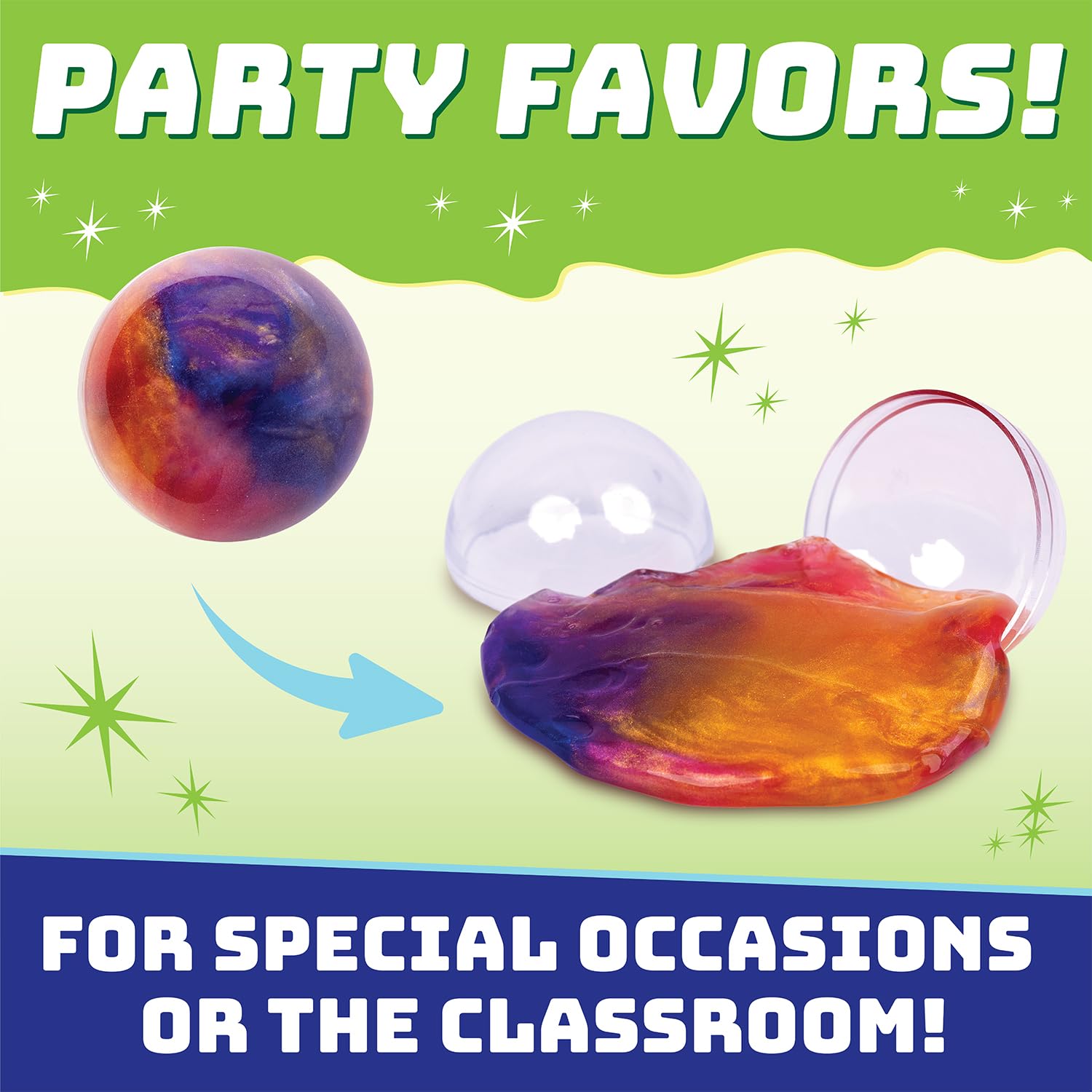 Peaceable Kingdom Galactic Slime Ball glow-friendly design adds visual appeal