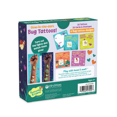 Peaceable Kingdom glow bug tattoos flies design glows after lights out for Valentines exchanges.