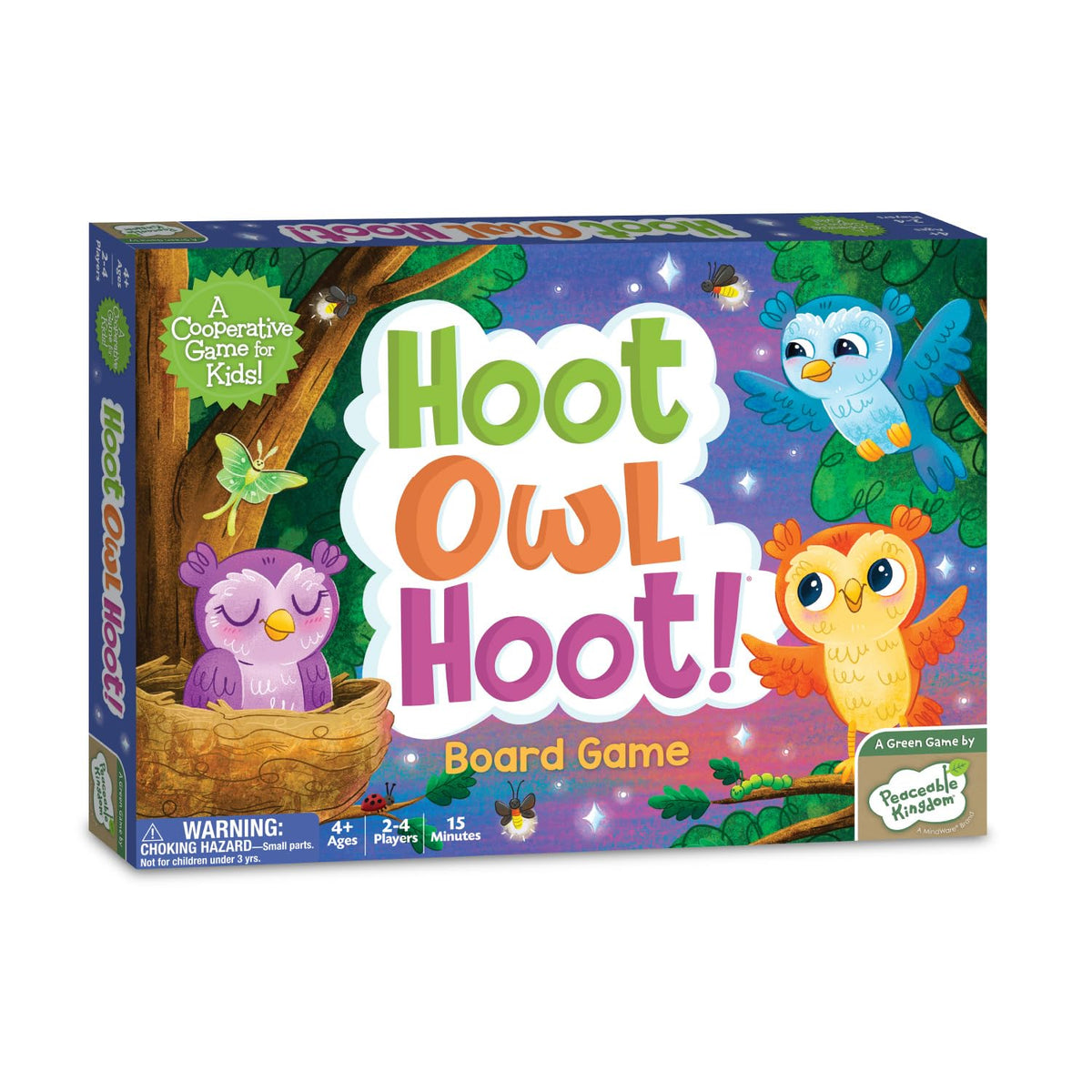 Peaceable Kingdom Hoot Owl Hoot game box ready for family play