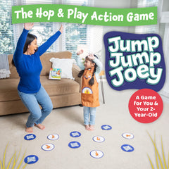 Peaceable Kingdom Jump Jump Joey parent guide on display for safe play tips