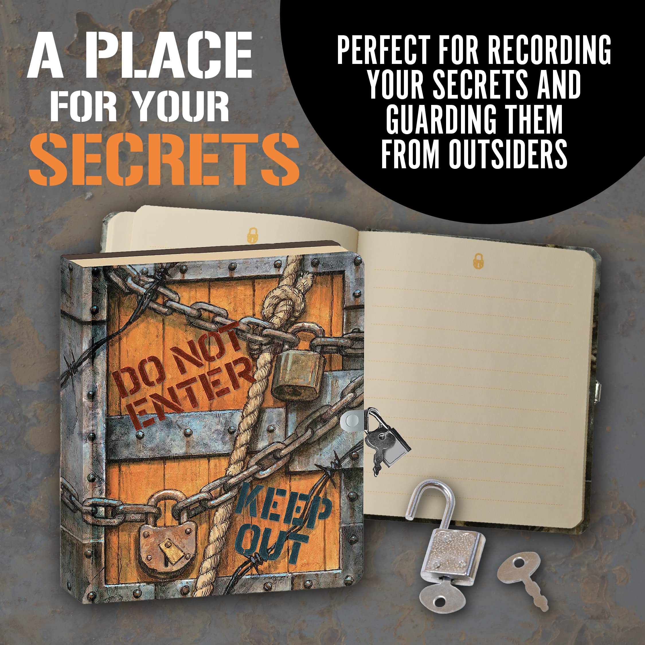Opened Peaceable Kingdom Keep Out pages reveal 104 double-sided lines for writing and drawing