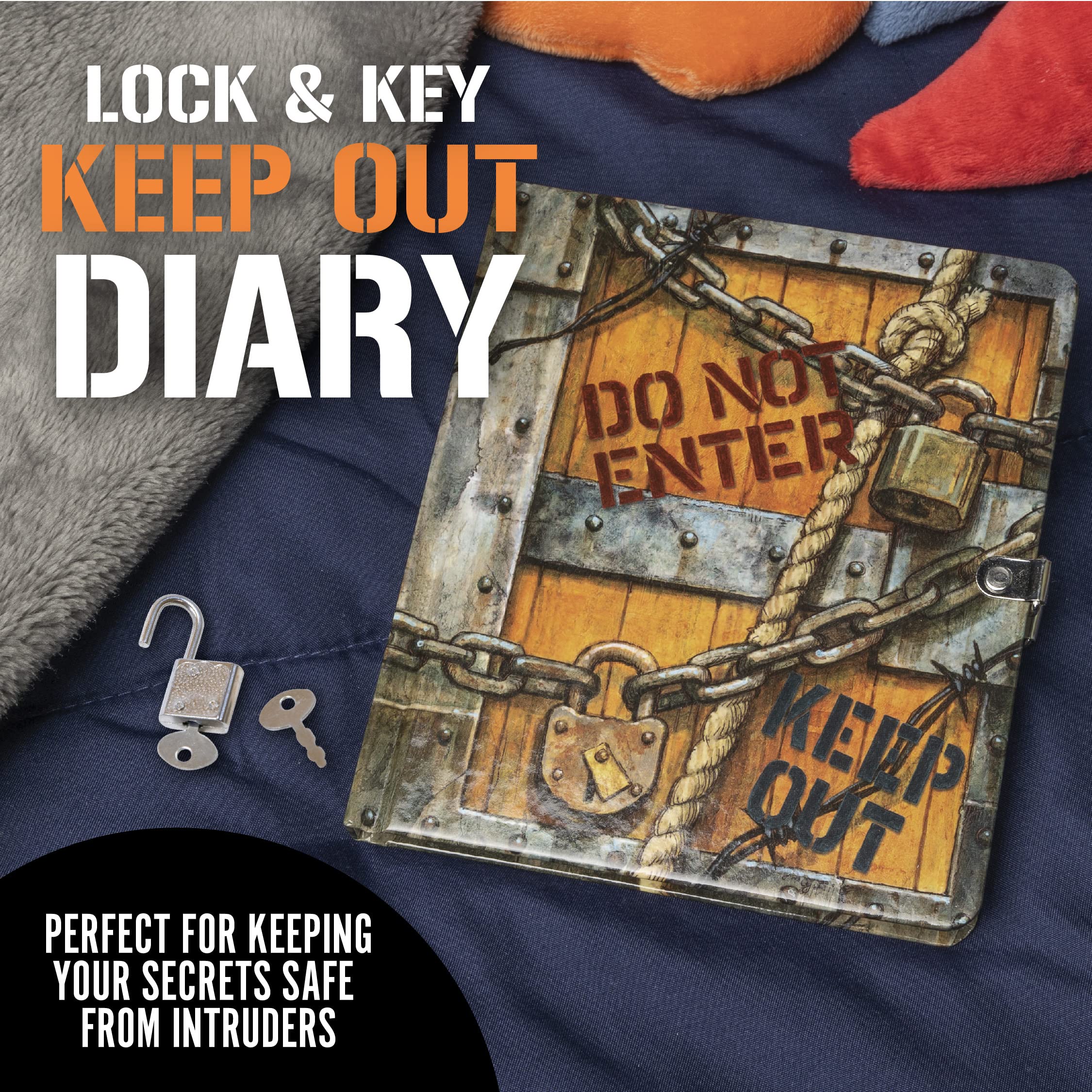 Closeup of Peaceable Kingdom Keep Out lock highlighting secure privacy for personal thoughts