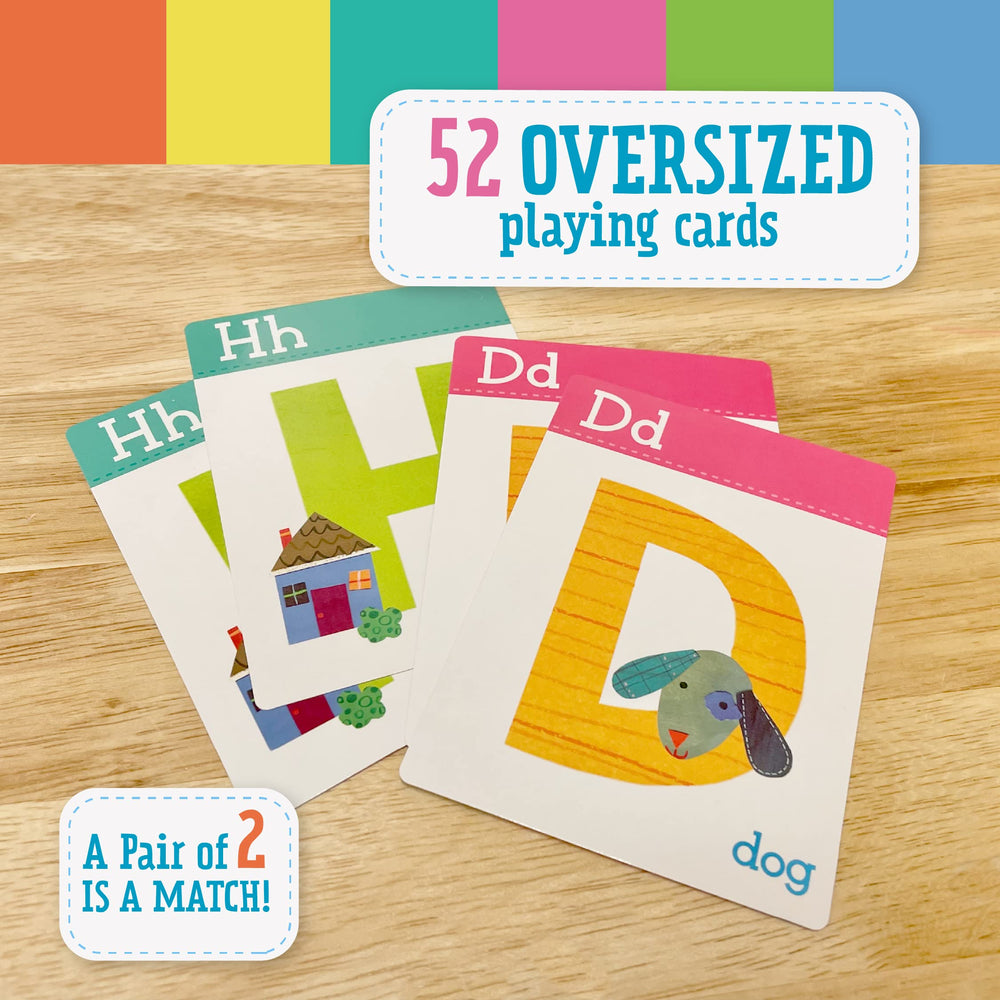 Children ages 4+ enjoy a group Go Fish game with letter cards