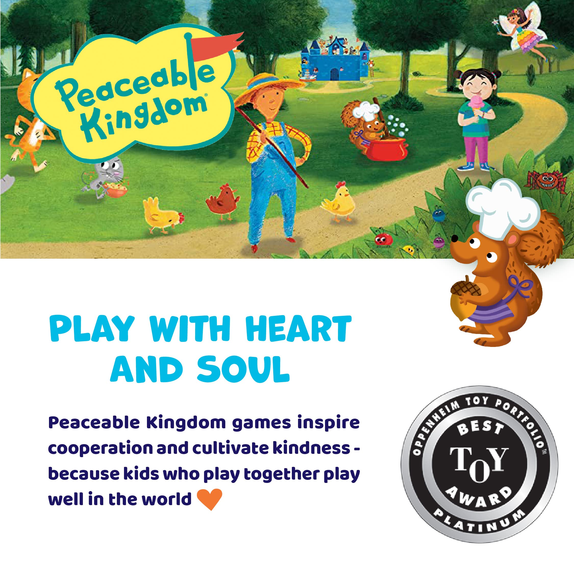 Peaceable Kingdom kids playing together demonstrates turn-taking and teamwork