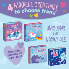 Peaceable Kingdom magical friends unicorn necklace included with each card