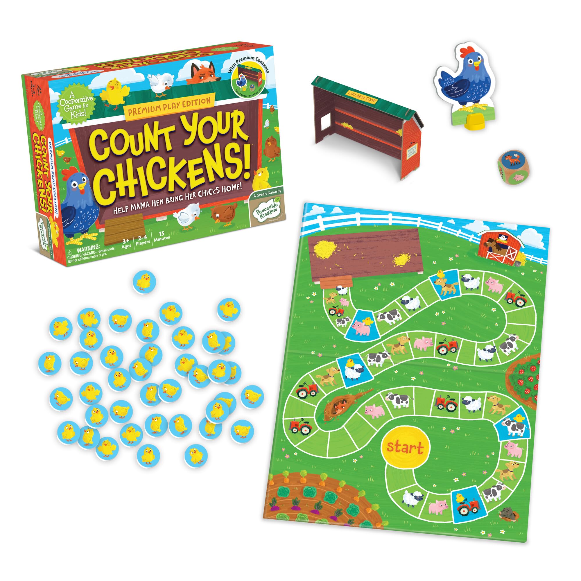 Peaceable Kingdom Count Your Chickens mama hen wooden piece inspires collaborative play.