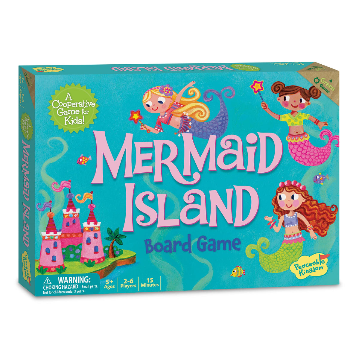 Peaceable Kingdom Mermaid Island board for cooperative family play.