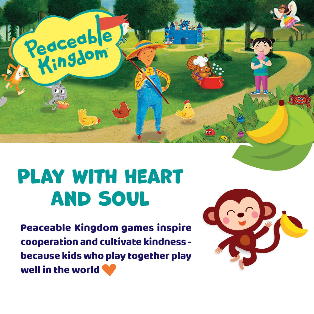 Peaceable Kingdom Monkey Around vocabulary boost scene demonstrates language growth during interactive play.