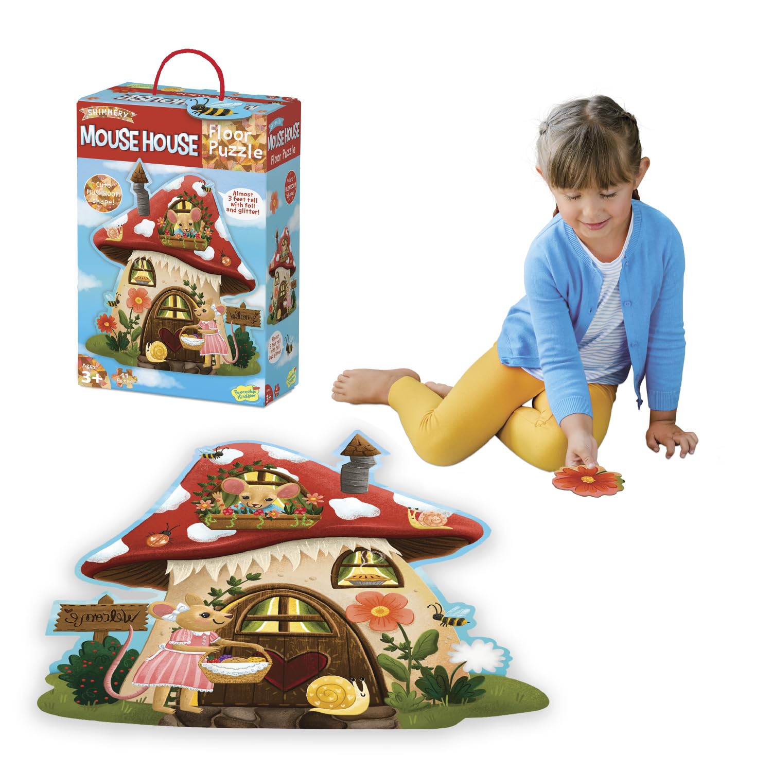Peaceable Kingdom Mushroom House puzzle with giant pieces for collaborative play.