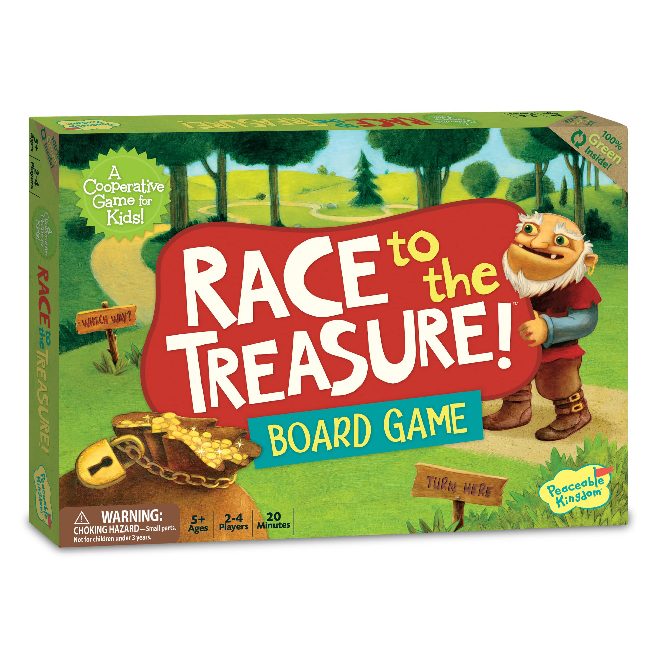 Peaceable Kingdom Race to the Treasure game box front for family cooperative play