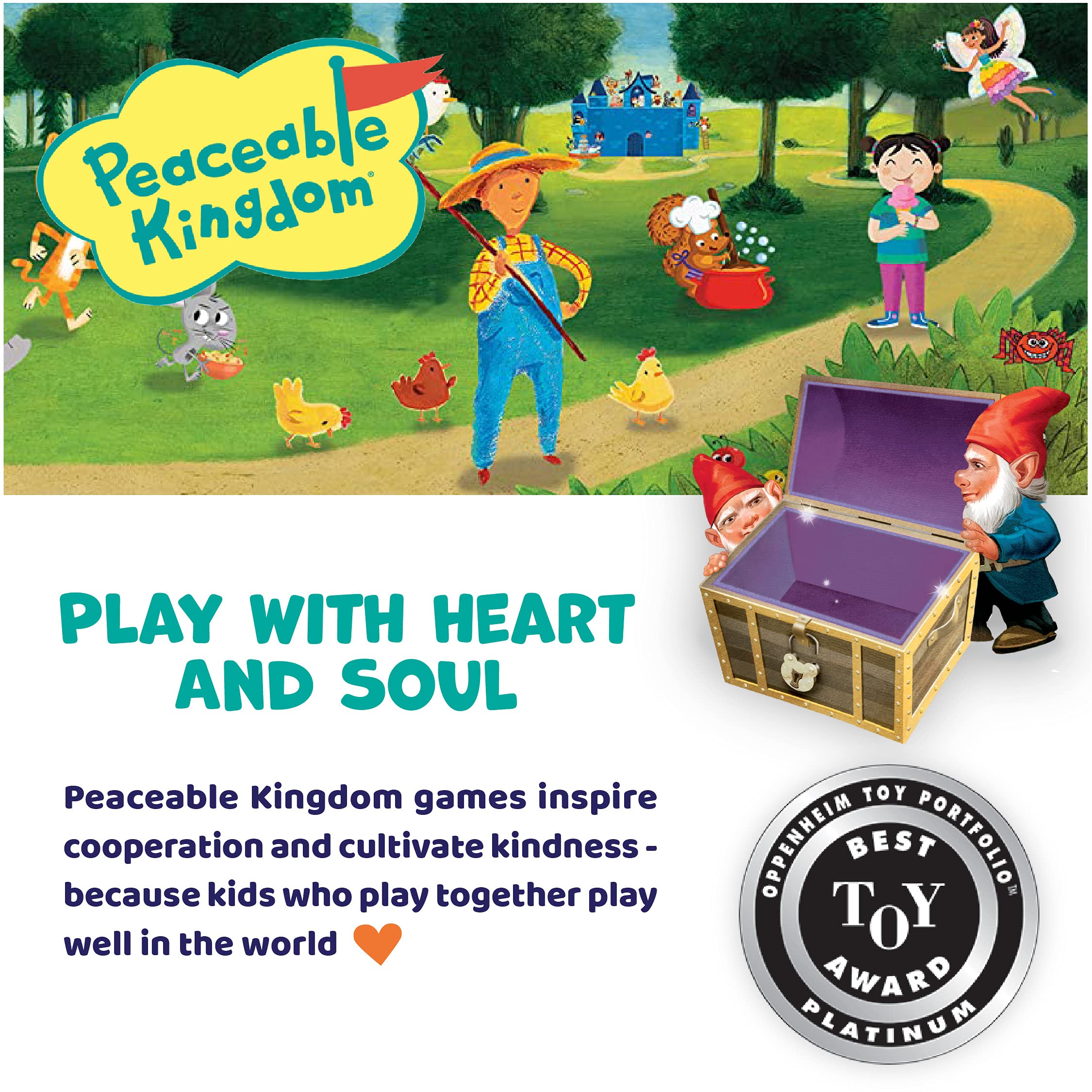 Peaceable Kingdom sand timer and instructions organize a smooth cooperative session