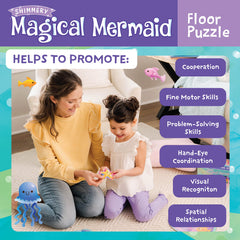 Peaceable Kingdom Shimmery Mermaid Floor Puzzle inspires cooperative storytelling at home.