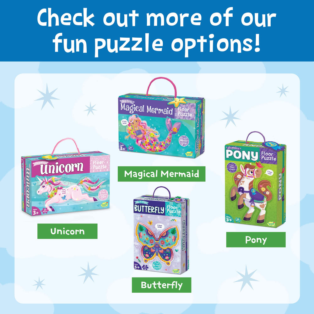 Carrying case with handle for Peaceable Kingdom Shimmery Rainbow Puzzle easy transport.