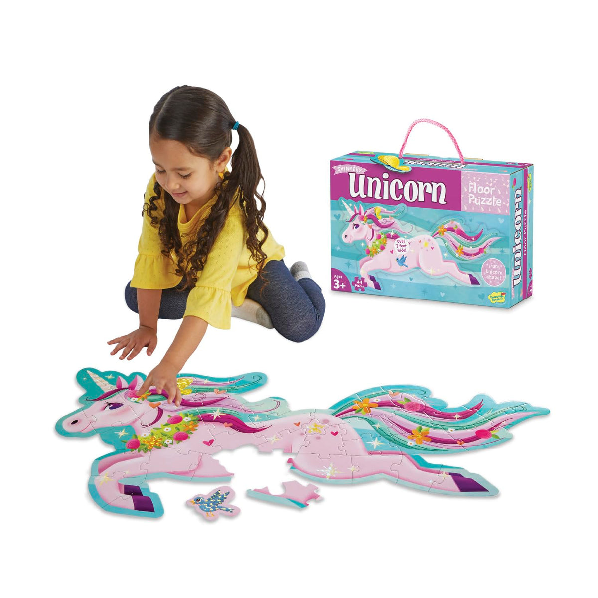 Peaceable Kingdom shimmery unicorn floor puzzle with foil piece for visual recognition