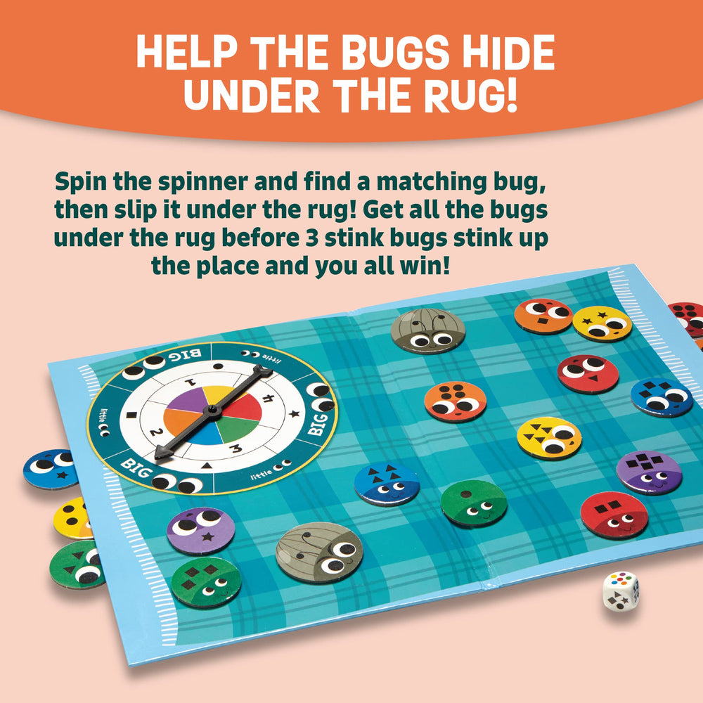 Peaceable Kingdom Snug as a Bug in a Rug child setup game shows easy, friendly rules.