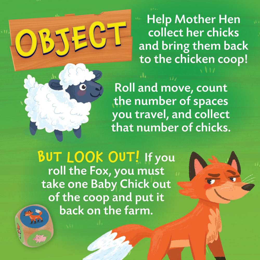 Peaceable Kingdom Count Your Chickens spinner reflects the move and count mechanic.