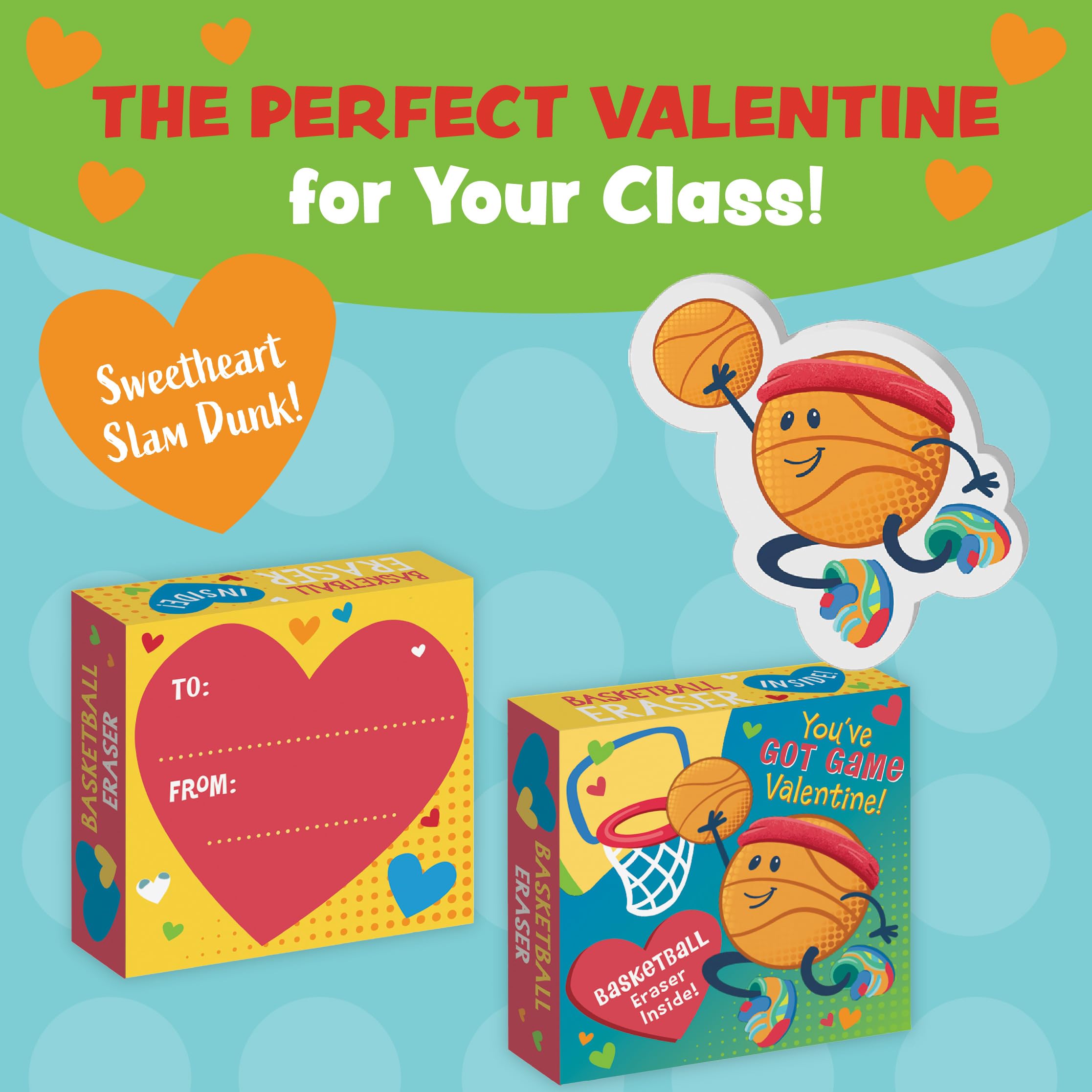 Peaceable Kingdom sports erasers included with the valentines set for hands-on fun.