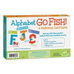 Sturdy packaging of Peaceable Kingdom Alphabet Go Fish keeps the deck portable