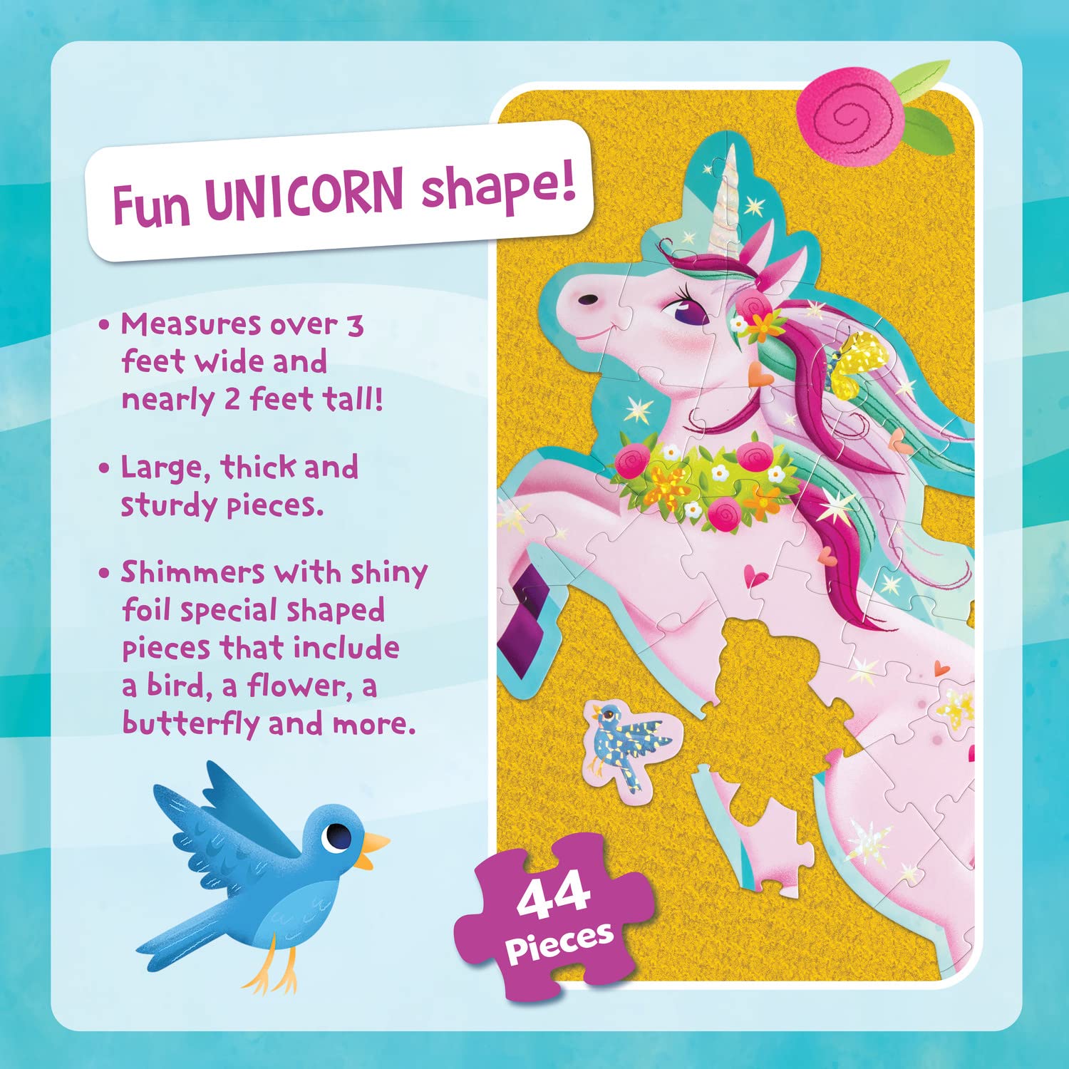 Peaceable Kingdom unicorn puzzle reveals butterfly and star shapes for exploration