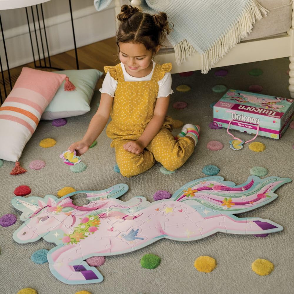Peaceable Kingdom unicorn floor puzzle large pieces for easy handling