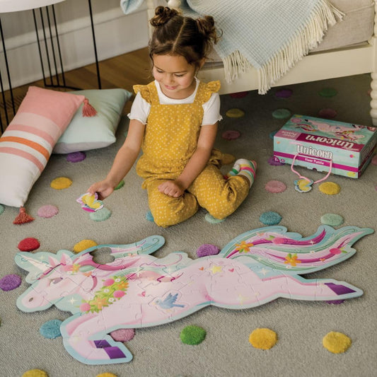 Peaceable Kingdom unicorn floor puzzle large pieces for easy handling