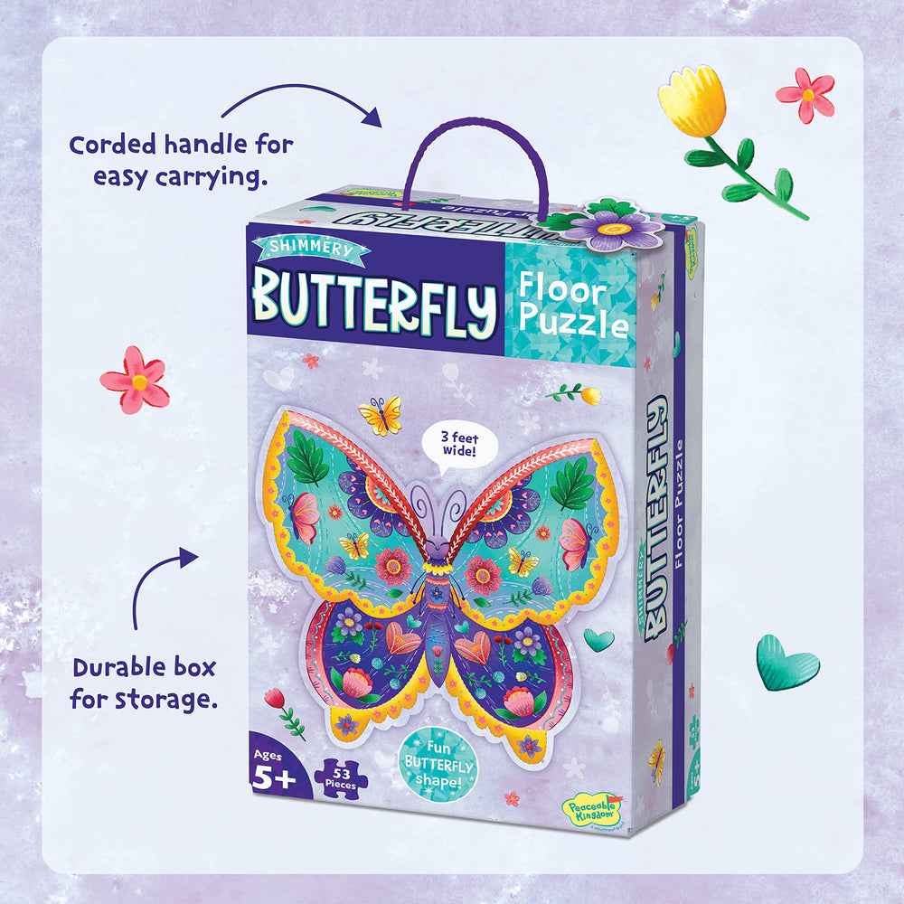 Peaceable Kingdom unique-shaped pieces puzzle encourages problem solving and spatial reasoning.