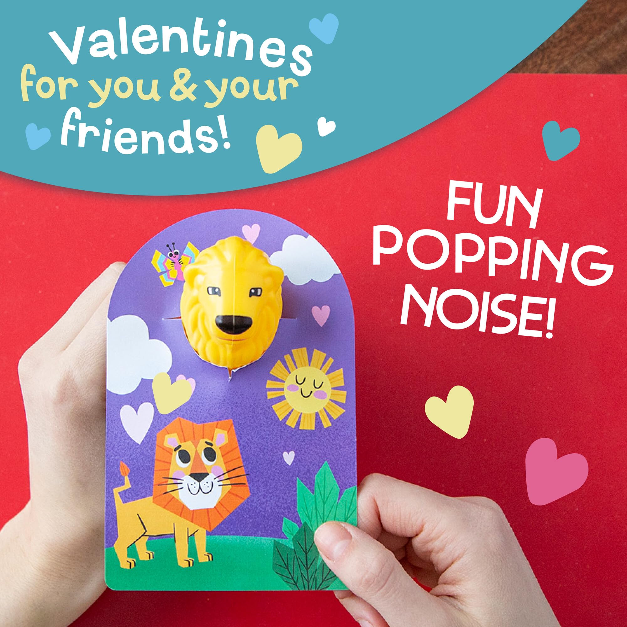 Peaceable Kingdom giraffe Valentine tube popper boosts sensory exploration and sharing.