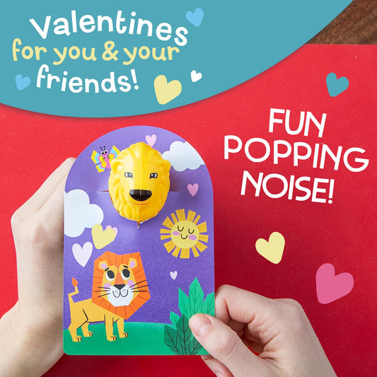 Peaceable Kingdom giraffe Valentine tube popper boosts sensory exploration and sharing.